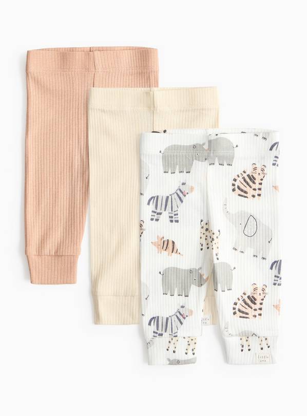 Safari Print Ribbed Leggings 3 Pack 9-12 months